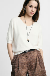 Pull manches courtes col V - PLEASE