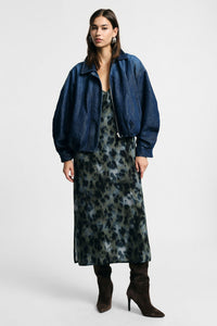 Robe midi léopard et fines bretelles - PLEASE
