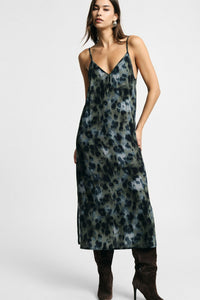 Robe midi léopard et fines bretelles - PLEASE