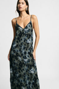 Robe midi léopard et fines bretelles - PLEASE