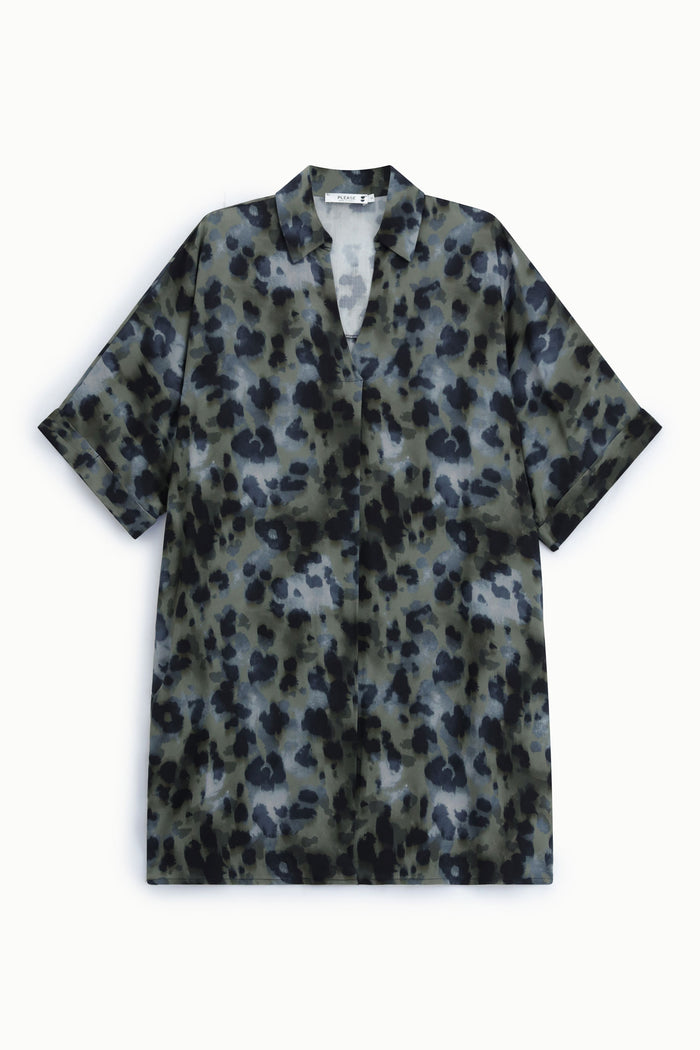 Robe blouse léopard col chemise - PLEASE