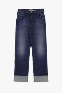 Jean grand revers bleu denim - PLEASE