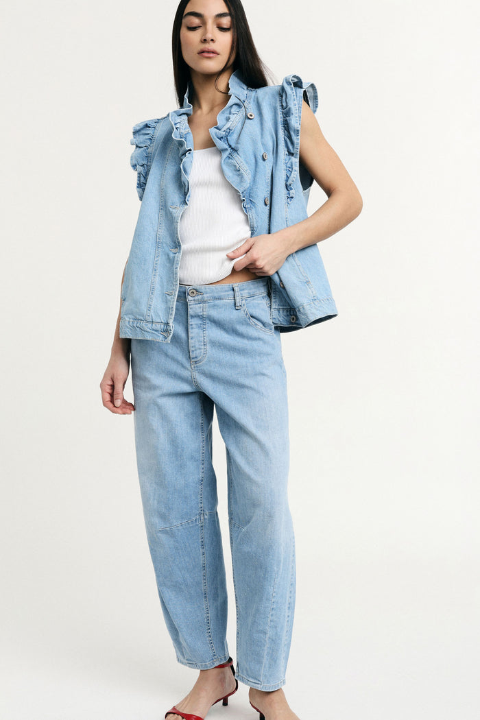 Jeans baloon fit taille mi-haute délavage clair - PLEASE (Copie)