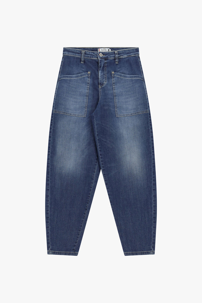 Jean balloon bleu denim - PLEASE