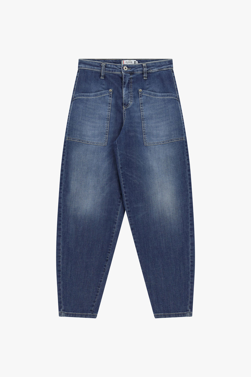 Jean balloon bleu denim - PLEASE