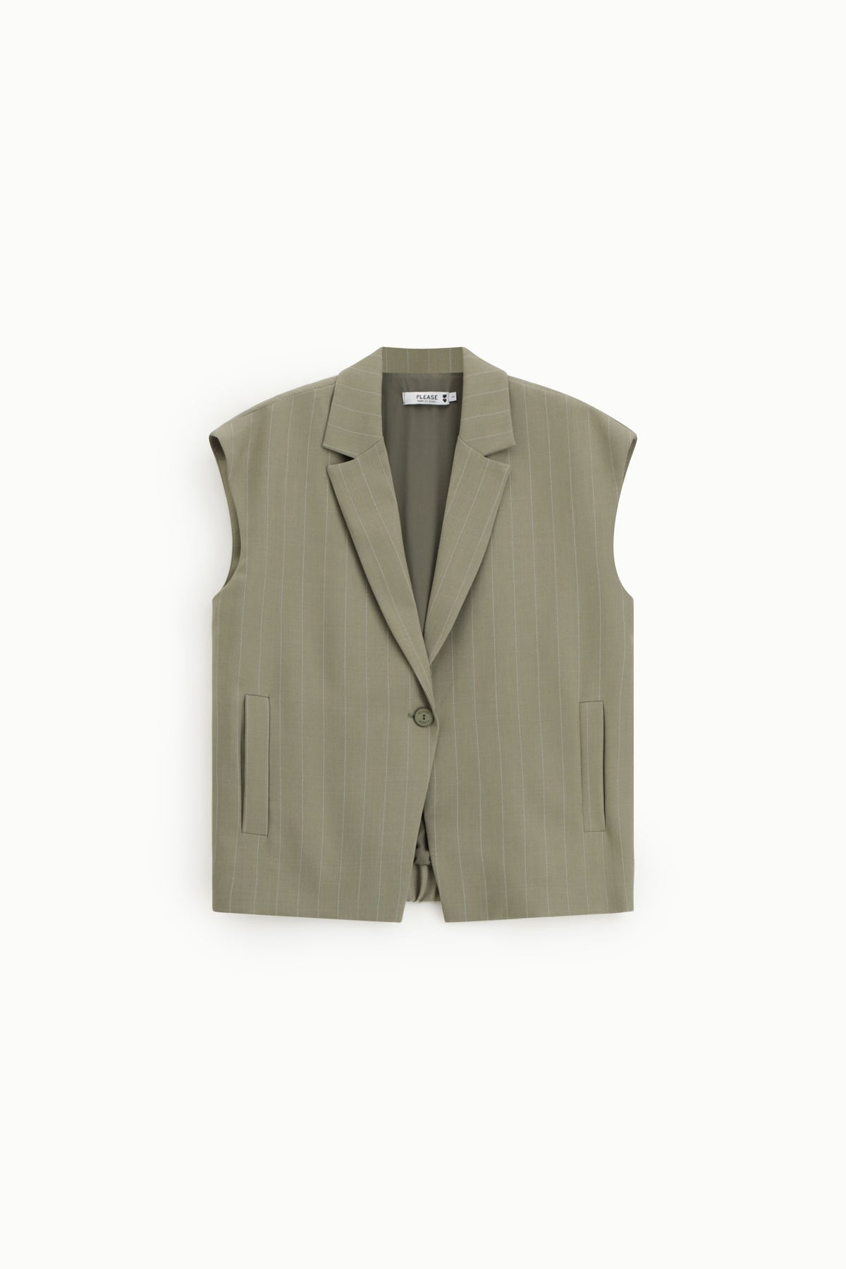 Gilet Tailleur kaki fines rayures - PLEASE