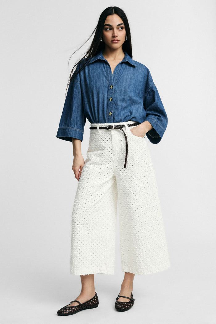 Jean blanc palazzo ajouré - PLEASE