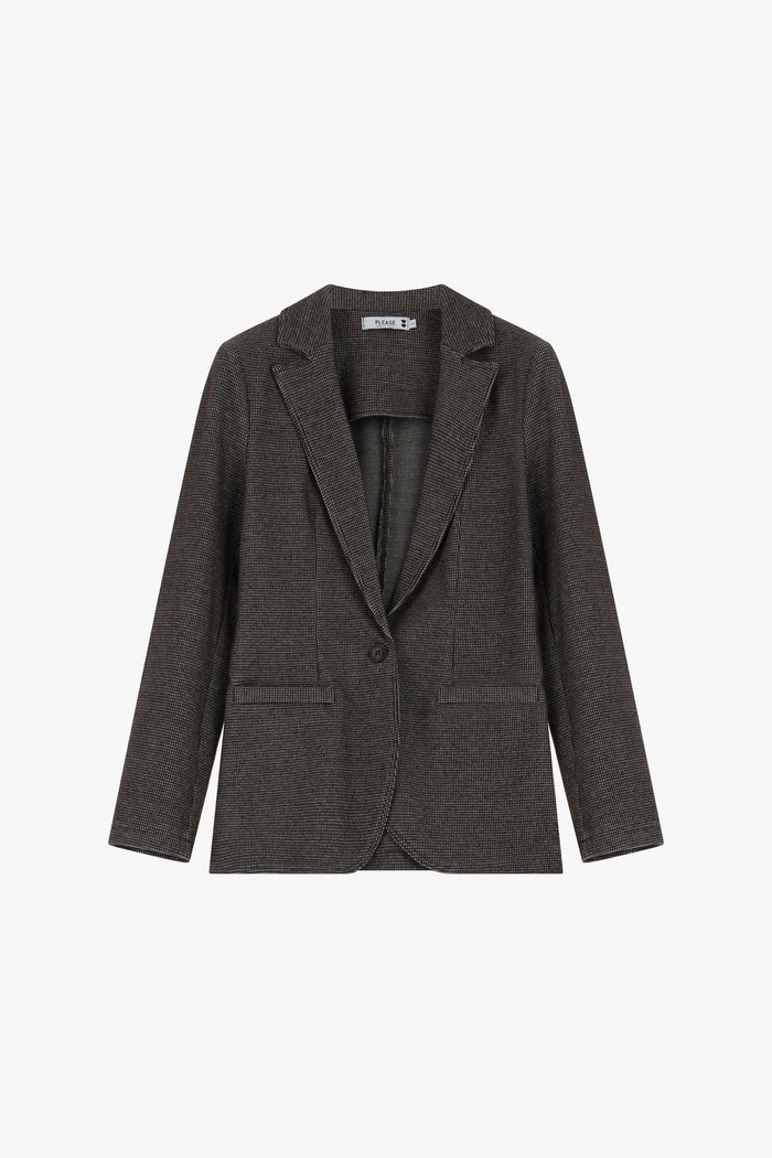 Blazer chocolat mico-motifs - PLEASE