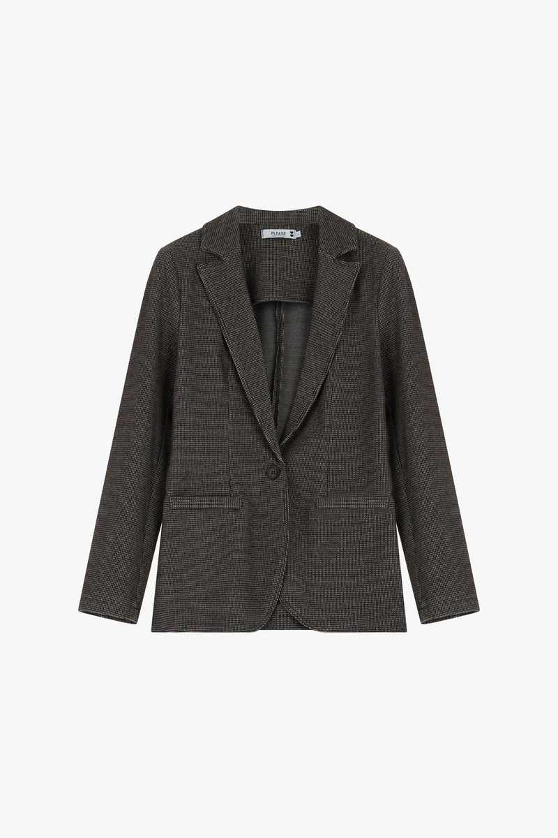 Blazer chocolat mico-motifs - PLEASE