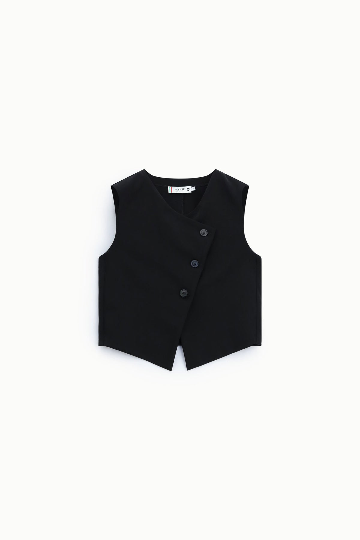 Gilet sans manche fermeture asymétrique trois boutons - PLEASE