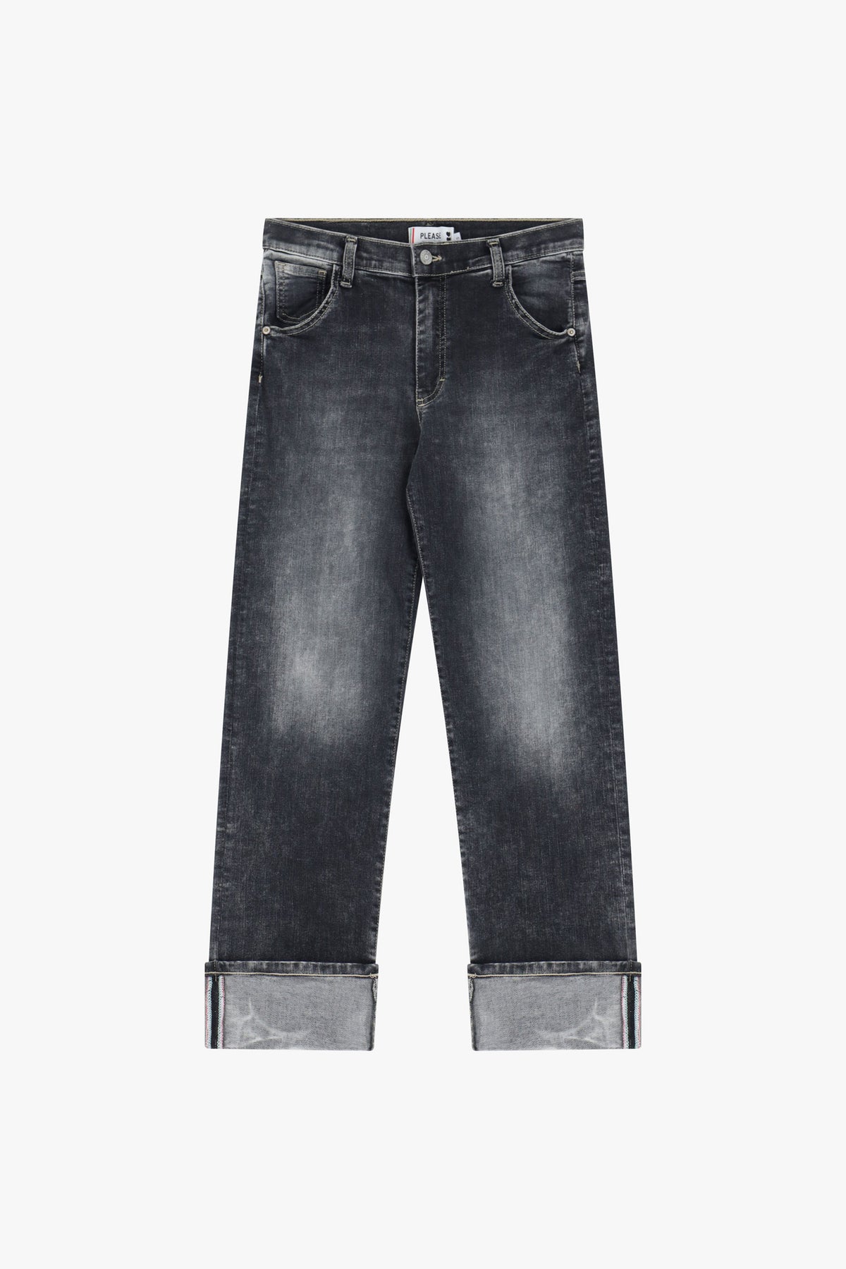 Jean droit noir grand revers - PLEASE
