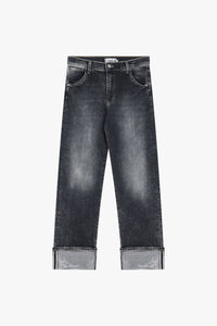 Jean droit noir grand revers - PLEASE