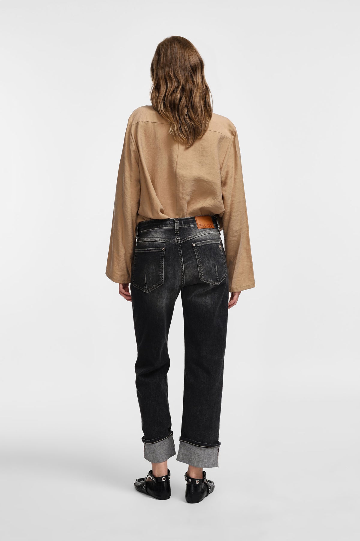 Jean droit noir grand revers - PLEASE