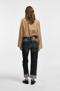 Jean droit noir grand revers - PLEASE
