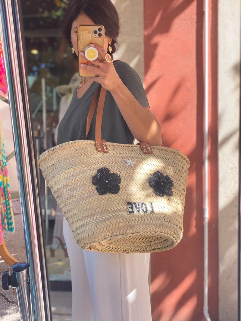 Panier Black Flowers Les Folies by Jade