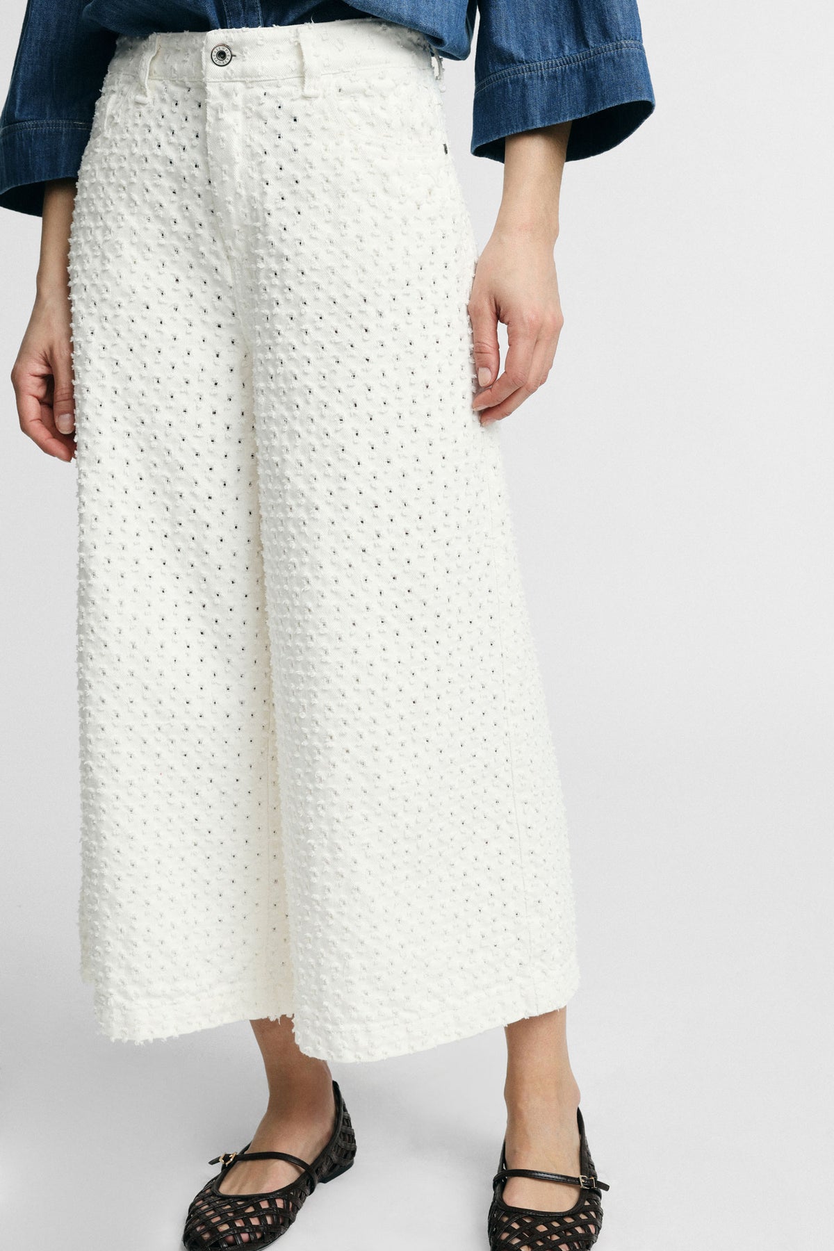 Jean blanc palazzo ajouré - PLEASE