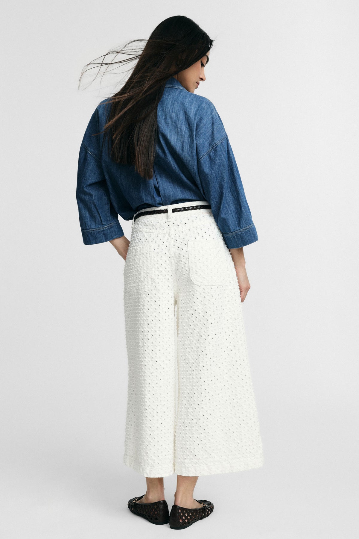 Jean blanc palazzo ajouré - PLEASE