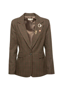 Veste petits carreaux et broches bijoux - BSB