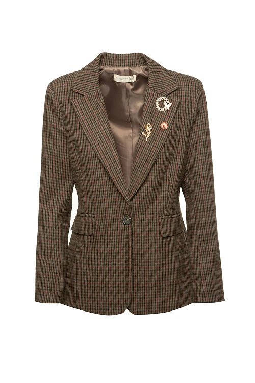 Veste petits carreaux et broches bijoux - BSB