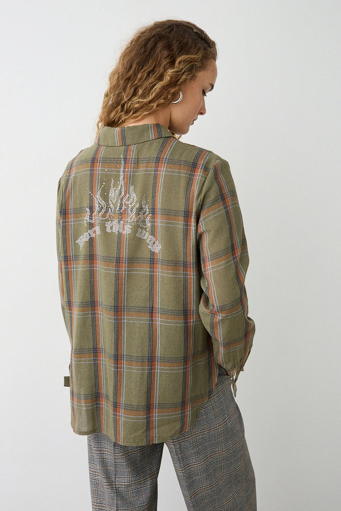 Chemise à carreaux avec strass - BSB