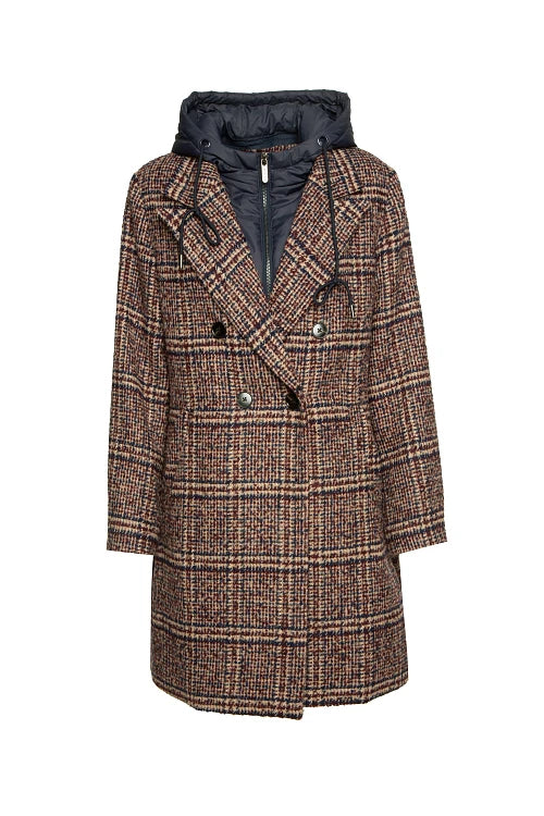 Manteau écossais burgundy à capuche- BSB