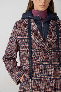 Manteau écossais burgundy à capuche- BSB