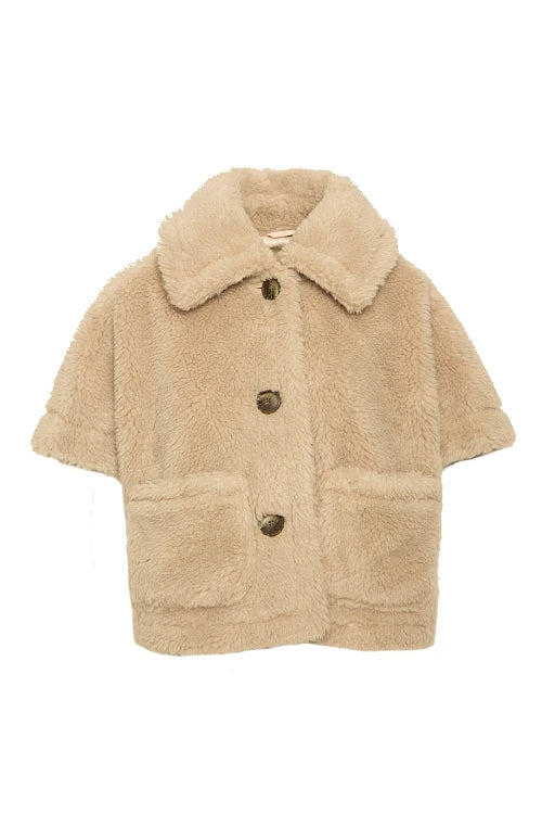 Veste-cape (fausse) fourrure beige - BSB