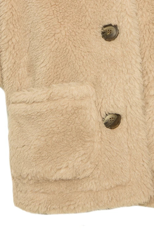 Veste-cape (fausse) fourrure beige - BSB
