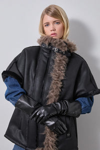 Veste aspect cuir avec fourrure - BSB