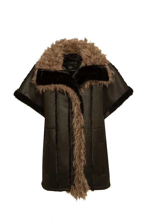 Veste aspect cuir avec fourrure - BSB