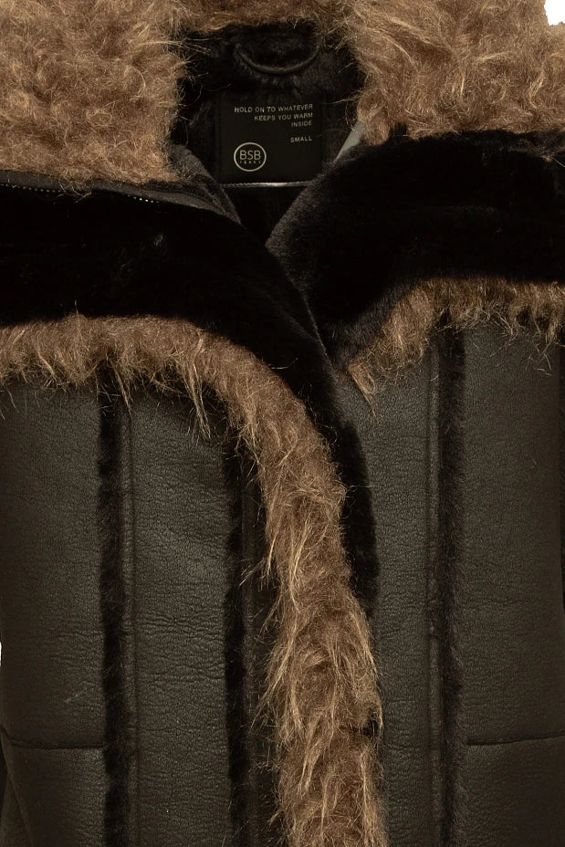 Veste aspect cuir avec fourrure - BSB