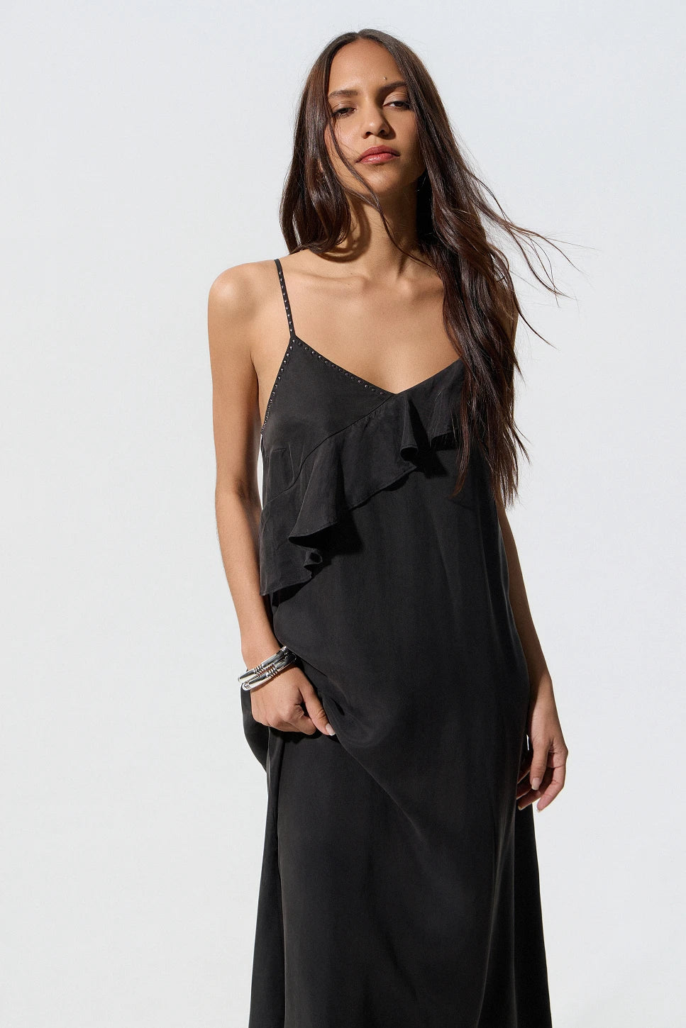 Robe longue noire cloutée - BSB