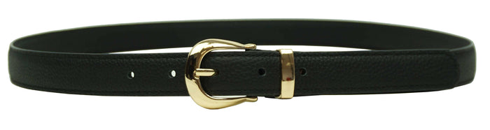 Ceinture en cuir noire boucle dorée - Anais