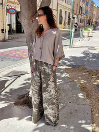 Pantalon palazzo feuillage kaki - PLEASE
