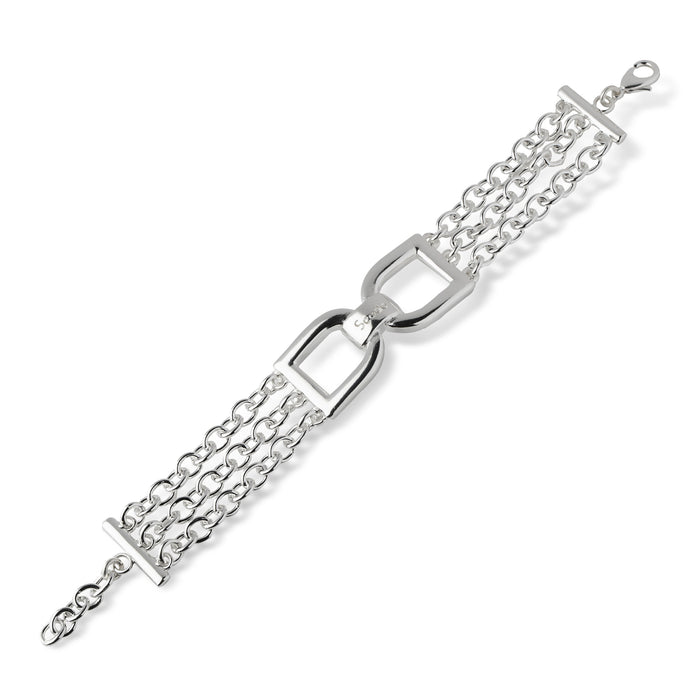 Bracelet argent multi-rangs avec maillon central - SCUDO