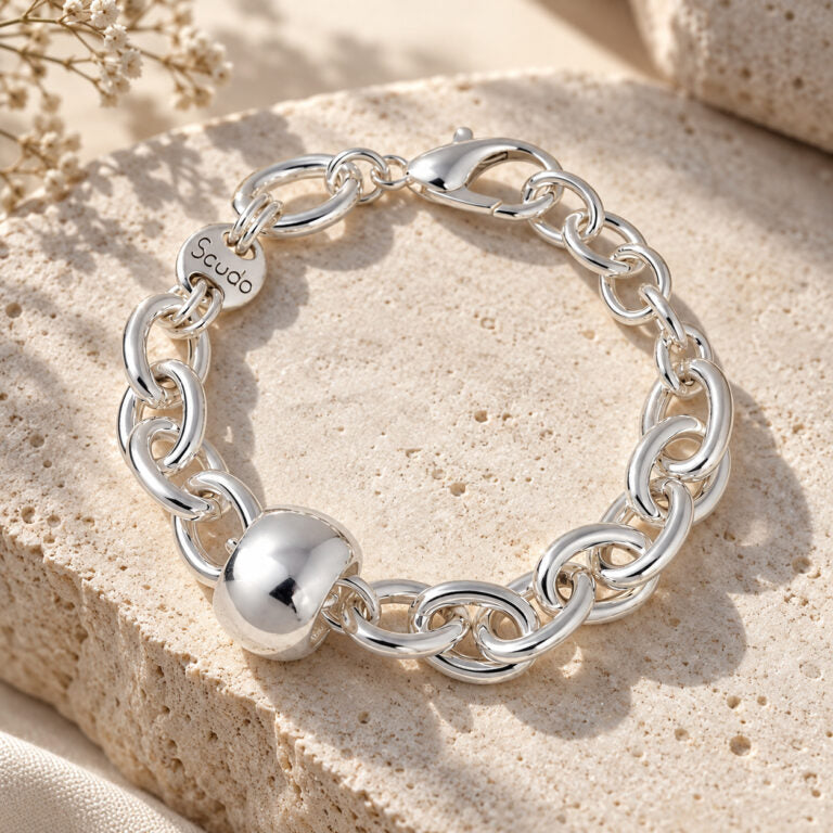 Bracelet Boule Ronde GM Plaqué Argent 20 microns- SCUDO