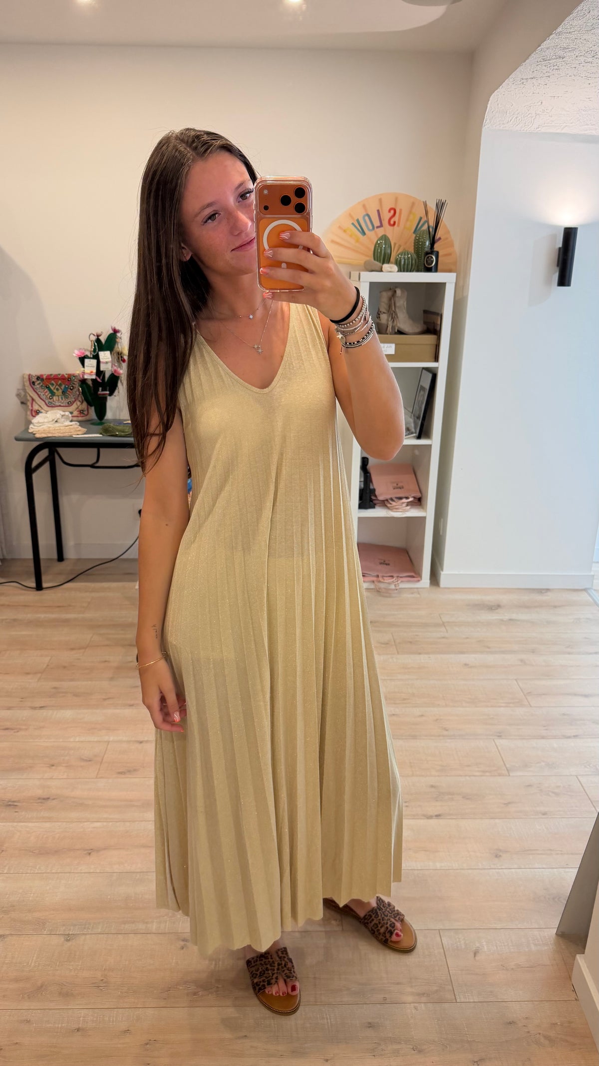 Robe  plissée dorée