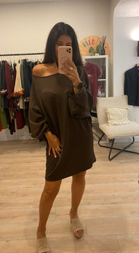 Robe courte choco col bateau - Lou