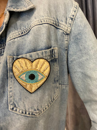 Broche Coeur doré & œil
