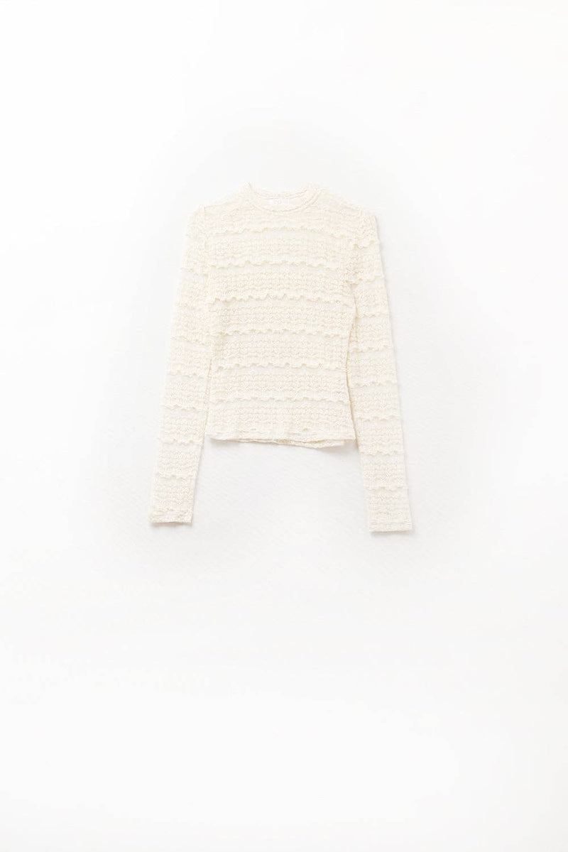 Haut en dentelle florale crème - Q2