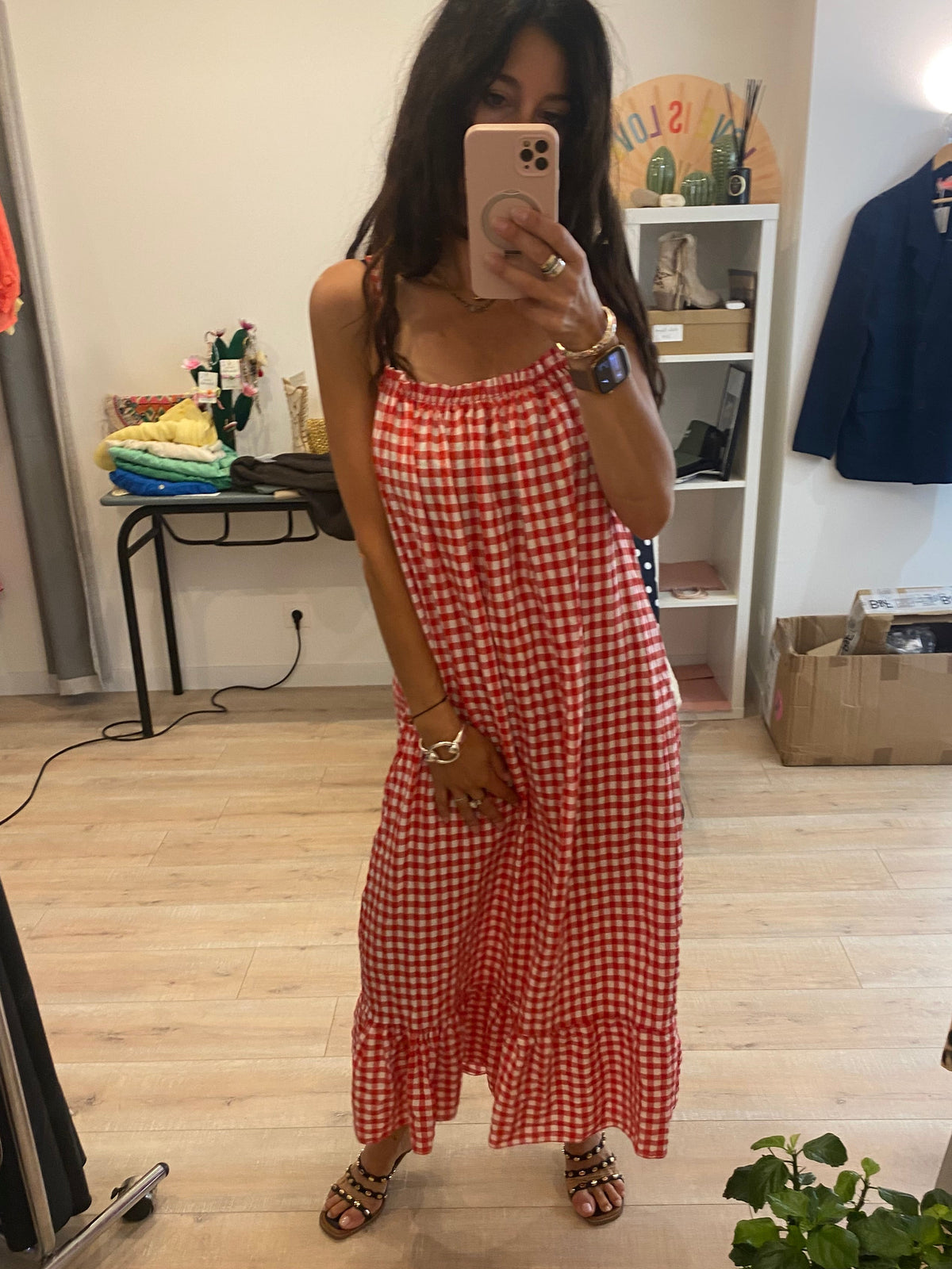 Robe Vichy blanc et rouge
