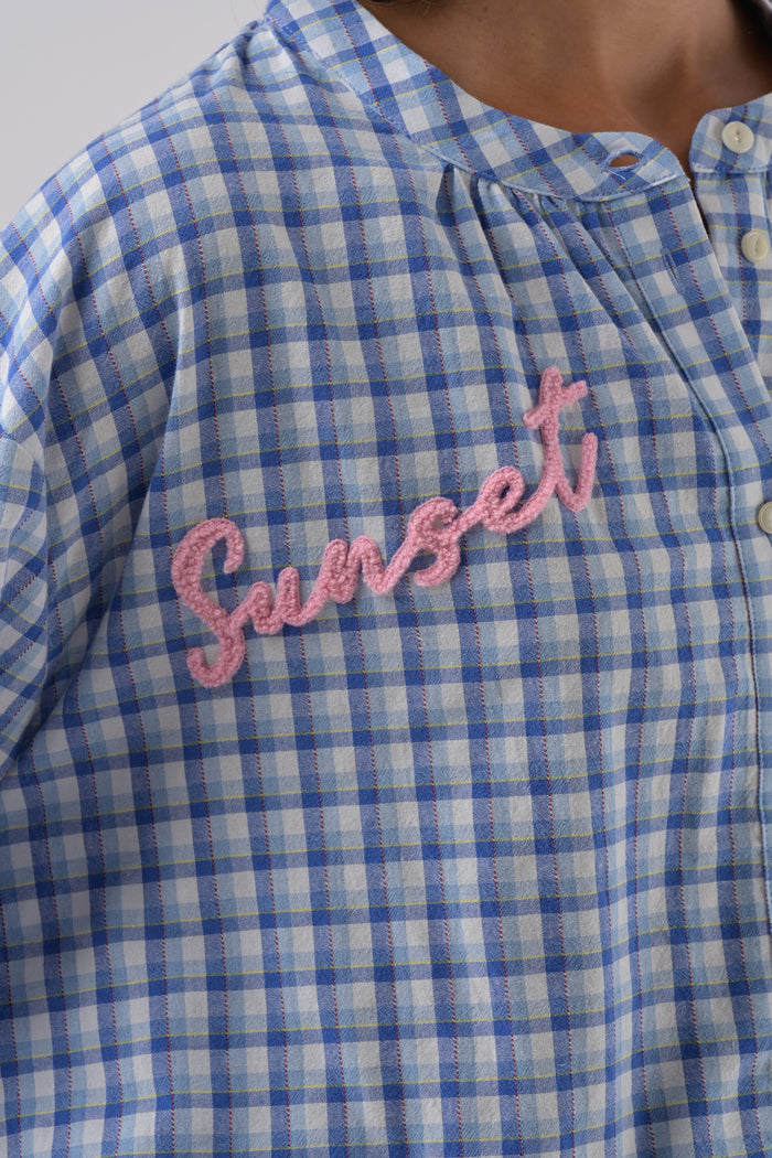 Blouse Simone Vichy bleu - Orféo