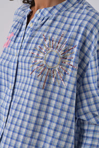 Blouse Simone Vichy bleu - Orféo