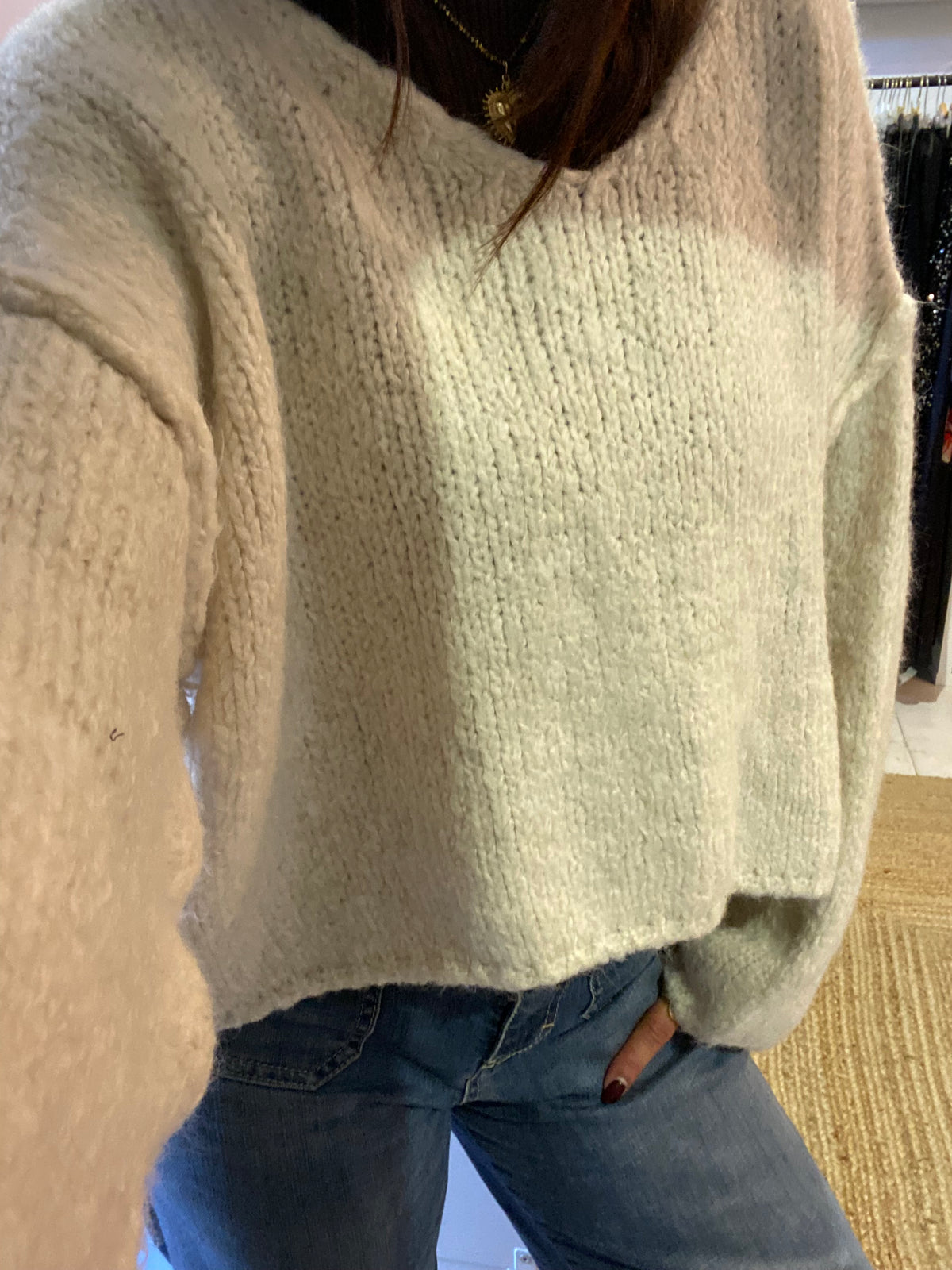 Pull grosses mailles écru - LOU
