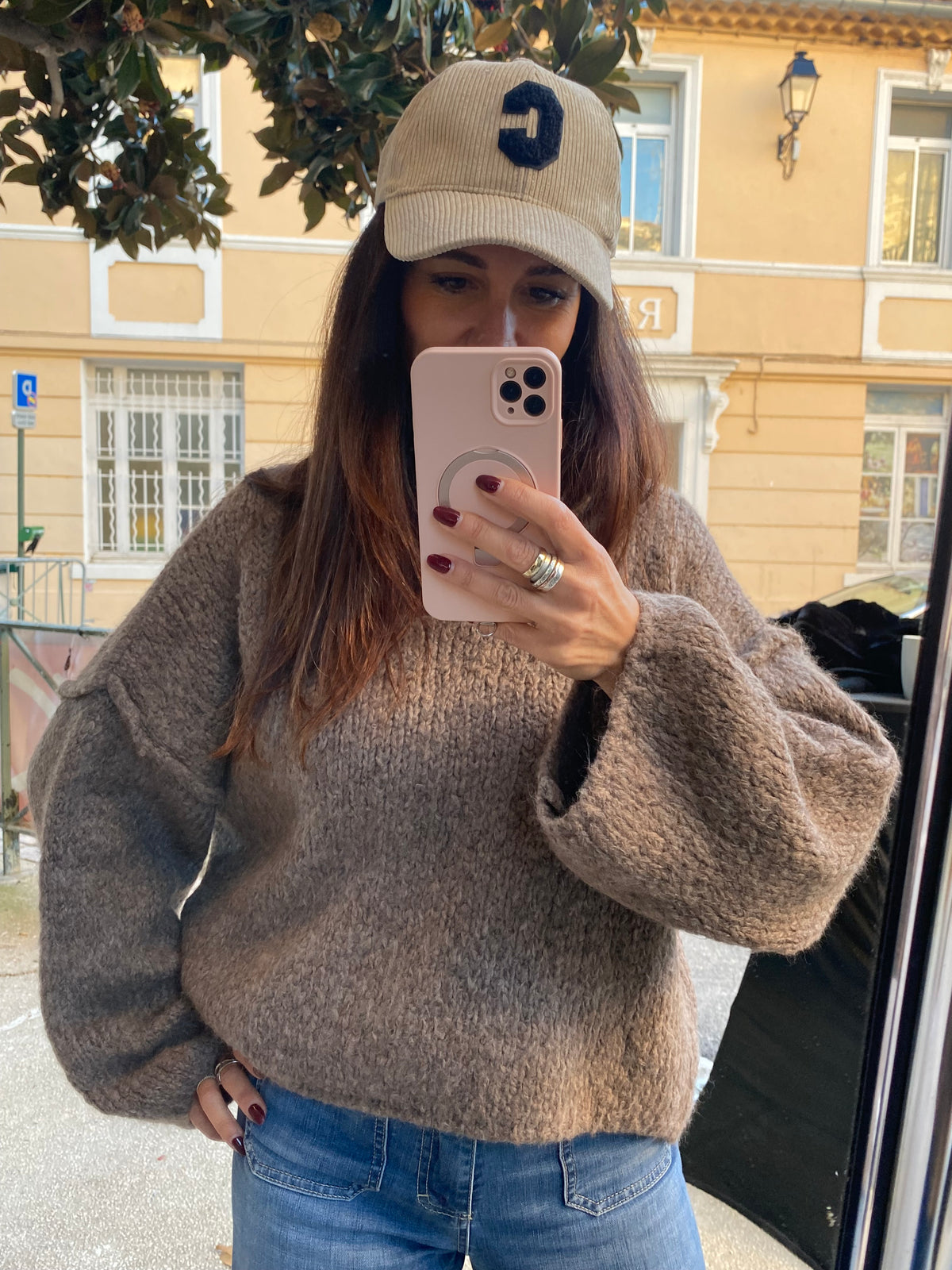 Pull grosses mailles taupe - LOU