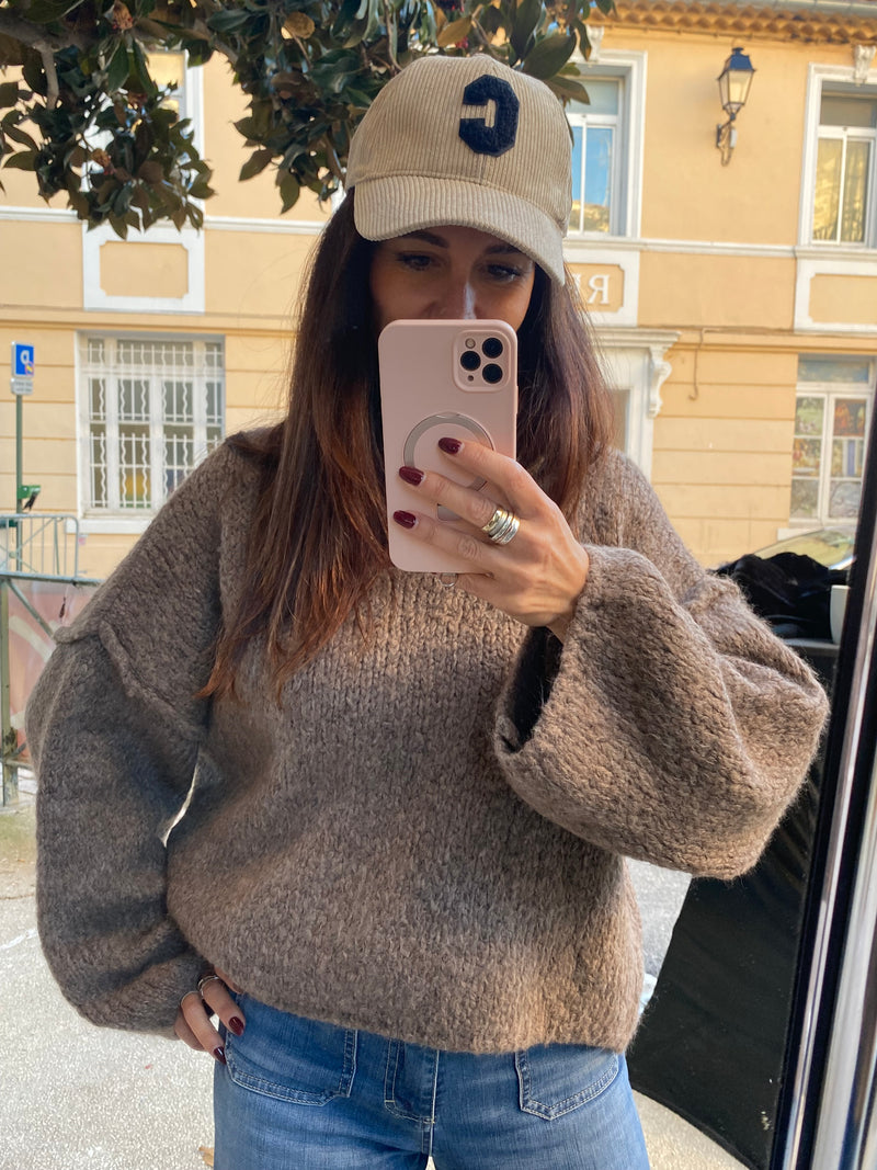 Pull grosses mailles taupe - LOU