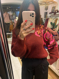 Pull avec fleurs en sequin sur l'épaule - LOU