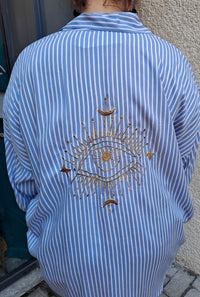 Chemise brodée à la main oversize FLEUR DE PIRATE