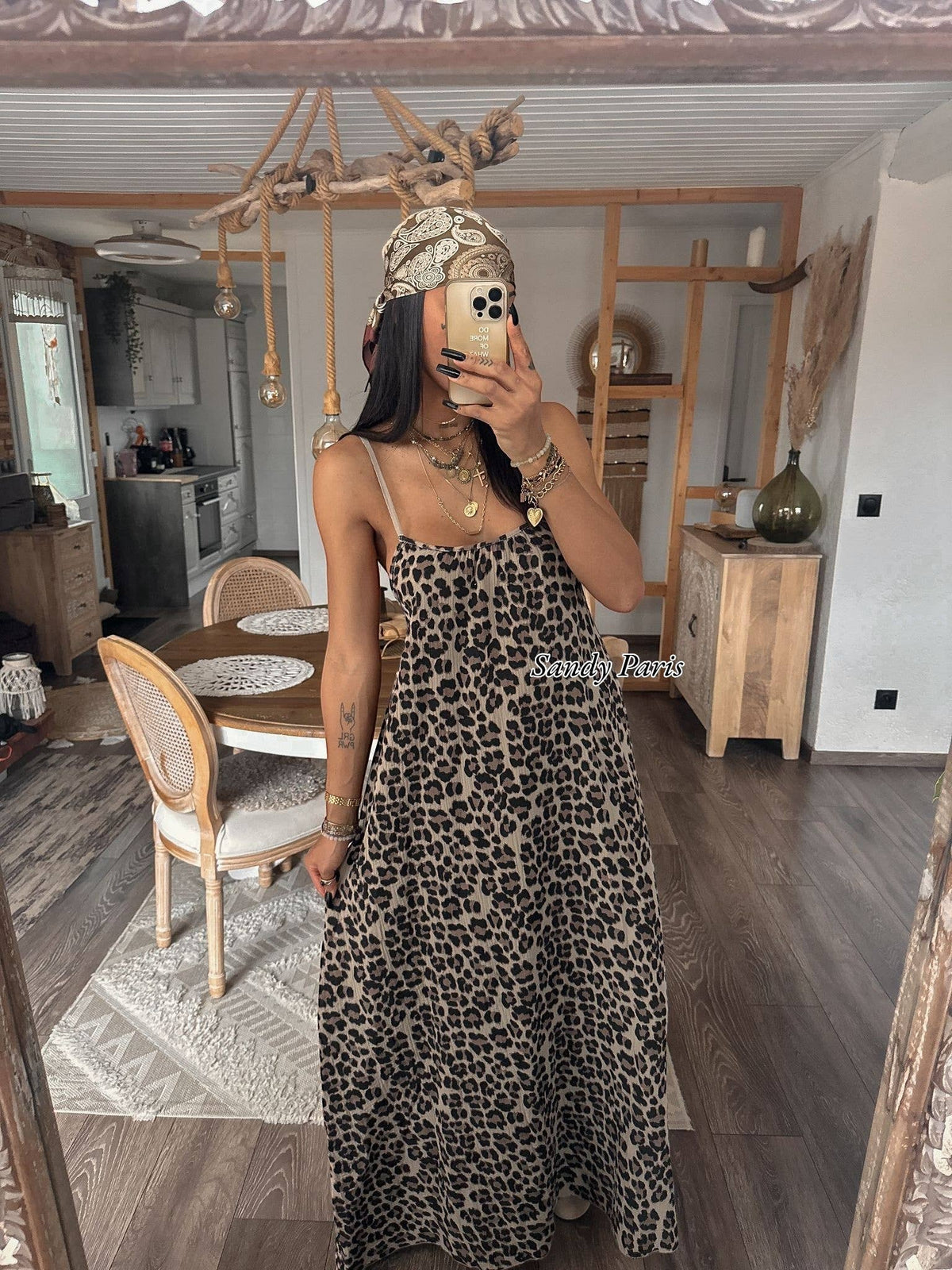 Robe Longue en gaze de coton léopard