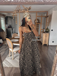 Robe Longue en gaze de coton léopard
